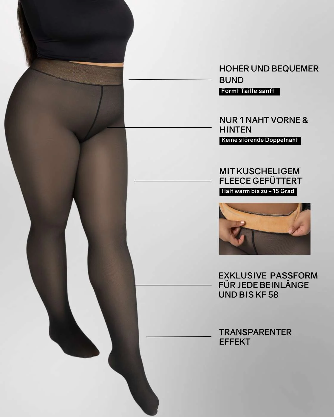 InvisiTights™ | gefütterte Strumpfhose mit einer Naht - Image 5