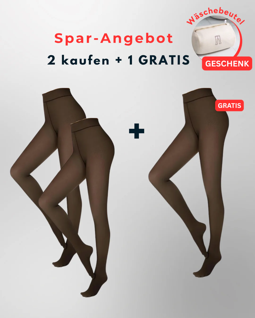 InvisiTights™ - gefütterte Strumpfhose (2025 Version) mit gefüttertem Fuß - 220g in Schwarz