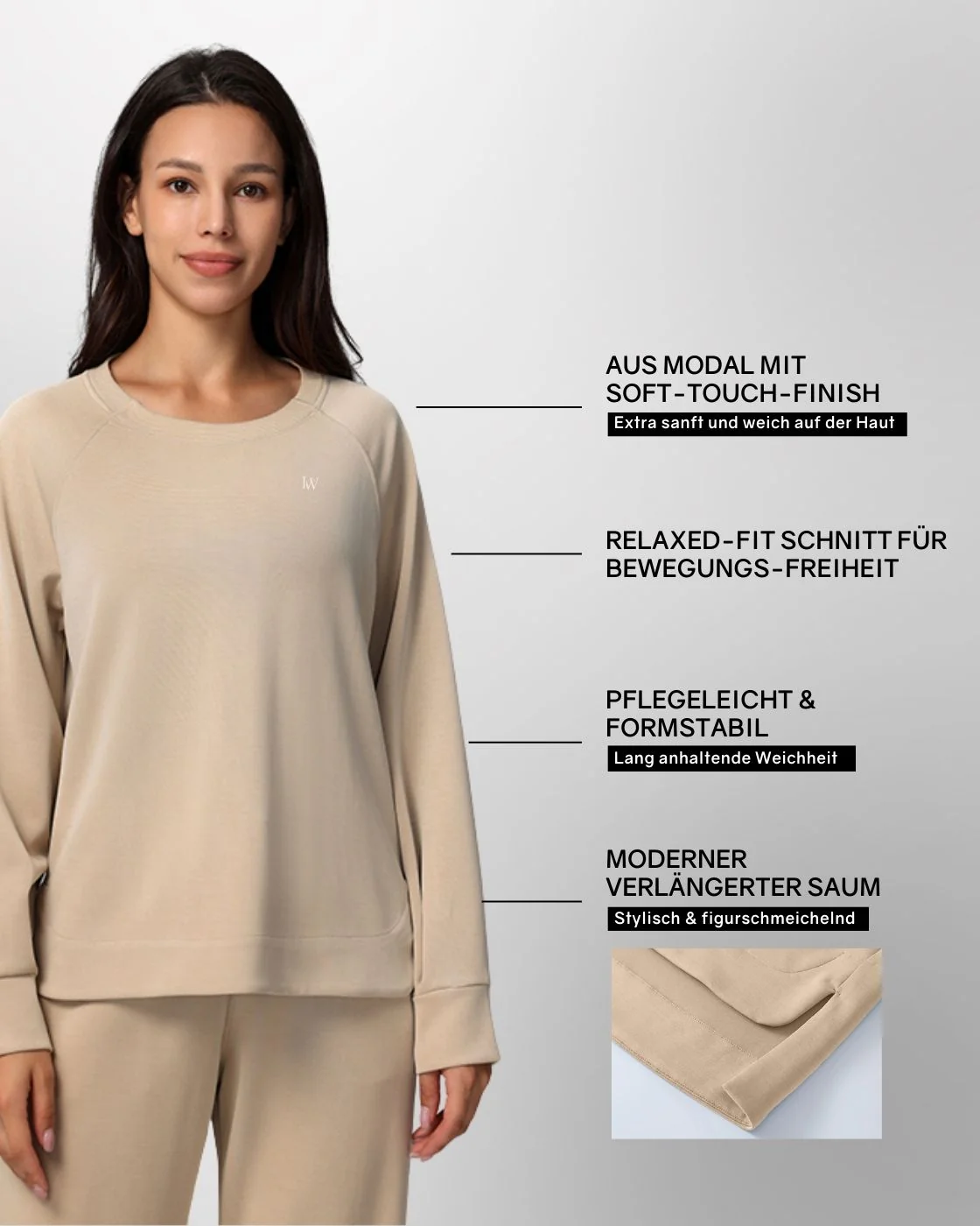 Loungewear - Langarmshirt mit High-Low-Schnitt - Image 30