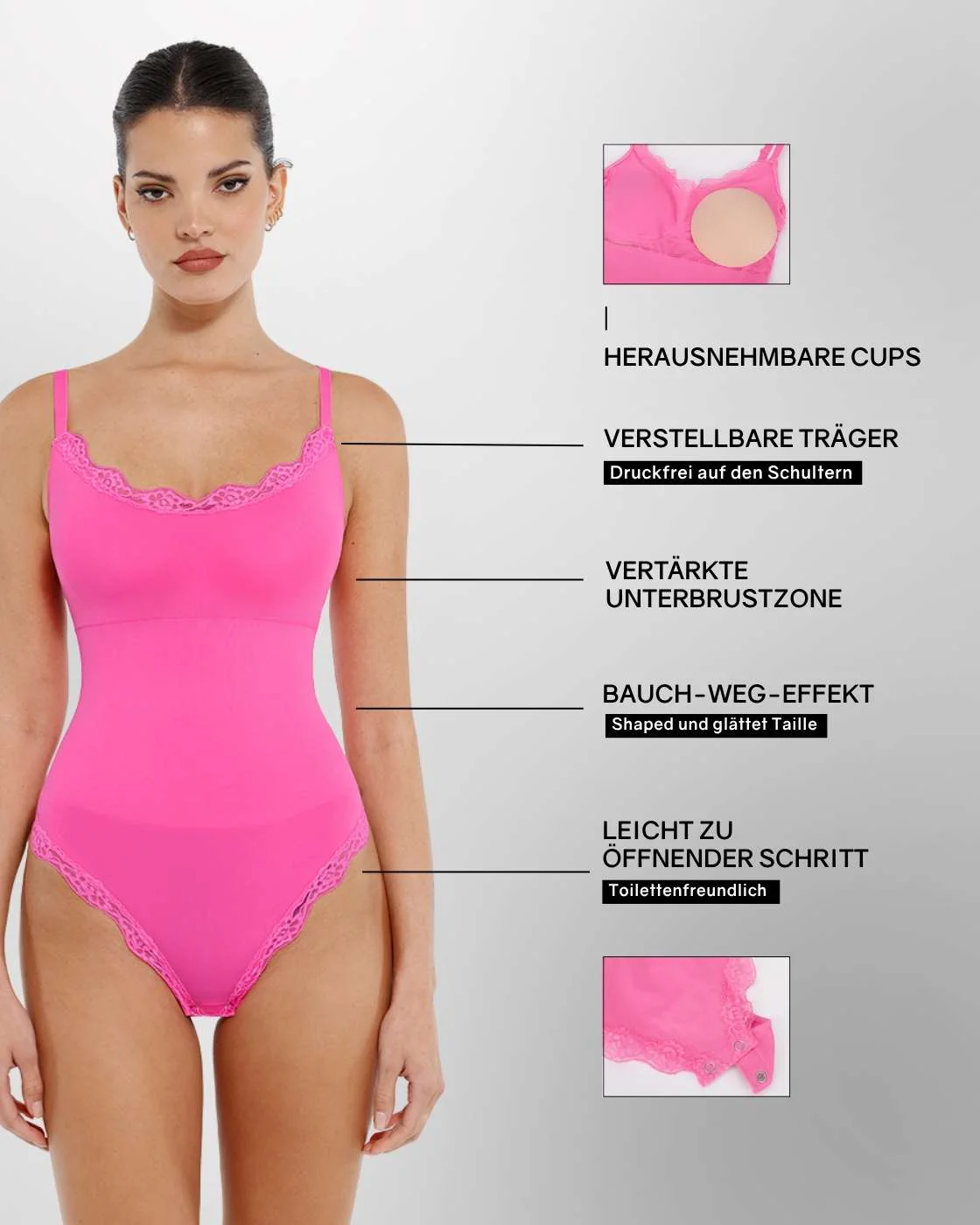PREMIUM Shaping Body mit Tanga und Spitzendetails - Image 48
