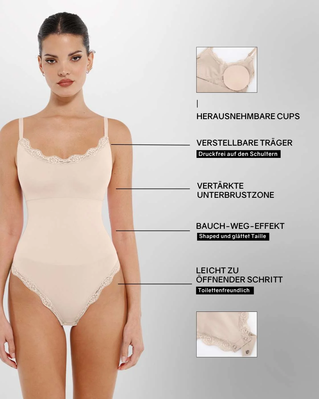 PREMIUM Shaping Body mit Tanga und Spitzendetails - Image 6